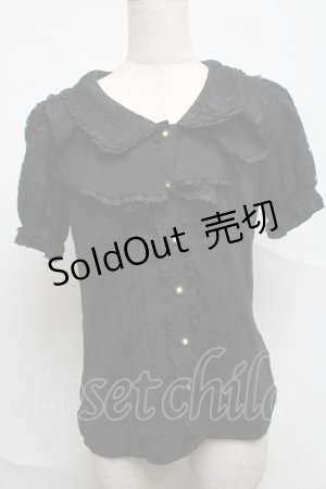 画像: axes femme / フェミニンラッフルブラウス  黒 S-25-07-05-027-AX-BL-HR-ZS