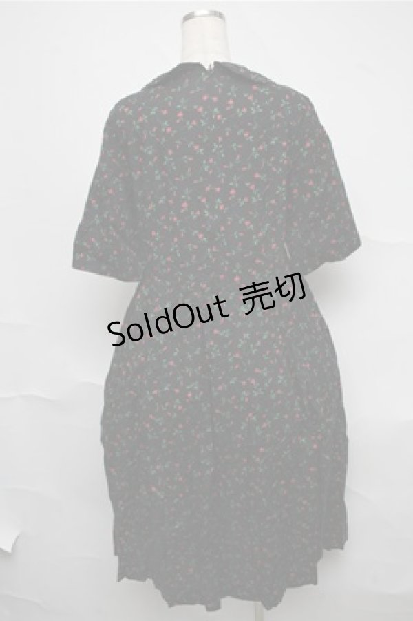画像2: Jane Marple / リバティプリントワンピース  黒 S-25-07-06-047-JM-OP-AS-ZS (2)