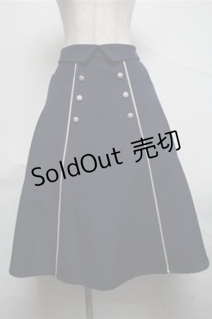画像: F i.n.t / ダブル釦配色タックスカート  紺 S-25-07-06-057-CA-SK-HR-ZS