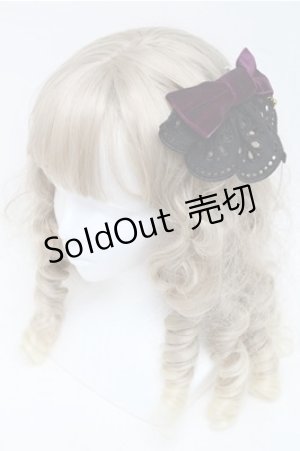 画像: ATELIER　Ruby / ベロアリボンバレッタ  黒ｘ紫 S-25-07-06-013-EL-ZA-AS-ZS