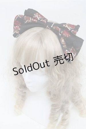 画像: ALICE and the PIRATES / ワンダーラビットのマジカルトランプティーパーティ柄カチューシャ  黒 S-25-07-06-018-PA-AC-HR-ZS