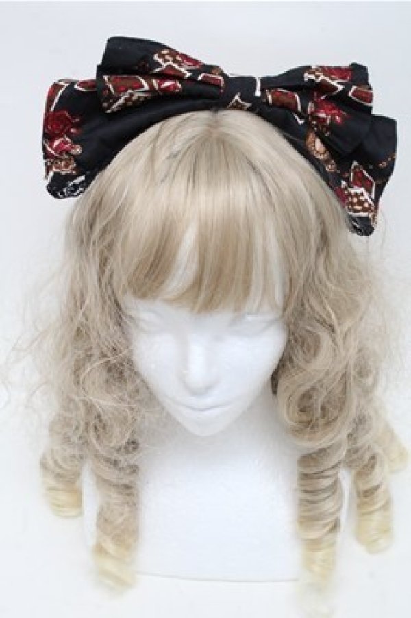 画像2: ALICE and the PIRATES / ワンダーラビットのマジカルトランプティーパーティ柄カチューシャ  黒 S-25-07-06-018-PA-AC-HR-ZS (2)