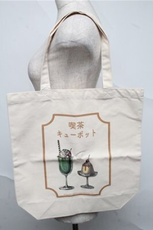 画像: Q-pot. / 喫茶 キューポット 厚手コットン トートバッグ  ベージュ S-25-07-06-032-QP-BG-HR-ZS