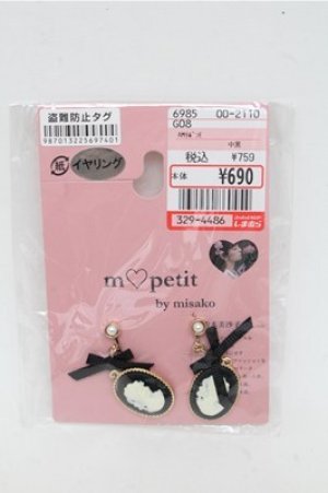 画像: m petit by misako / AMリボンイヤリング  黒 S-25-07-06-005-LO-AC-AS-ZS