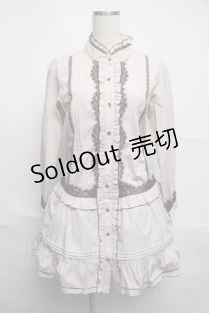 画像: axes femme / レース使いストライプシャツワンピース  ベージュ S-25-07-07-023-AX-OP-HR-ZS