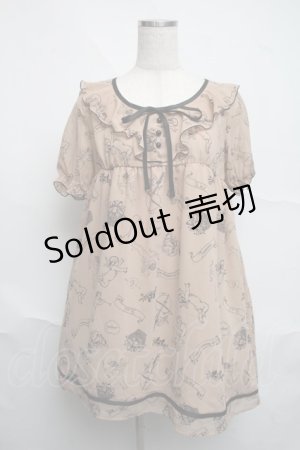 画像: Fi.n.t / 天使柄シフォンワンピース  ベージュ S-25-07-07-024-CA-OP-HR-ZS