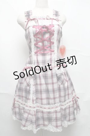 画像: BABY,THE STARS SHINE BRIGHT / 裾スカラップタータンチェックジャンパースカート＆リボンコームセット  ピンク S-25-07-07-034-BA-OP-AS-ZS