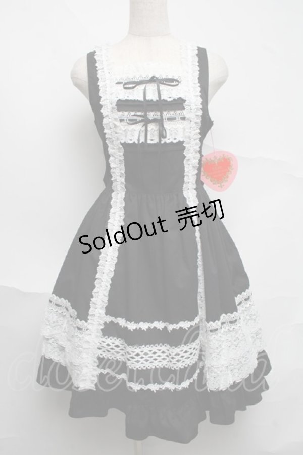 画像1: BABY,THE STARS SHINE BRIGHT / レースフリルジャンパースカート  黒 S-25-07-07-041-BA-OP-AS-ZS (1)