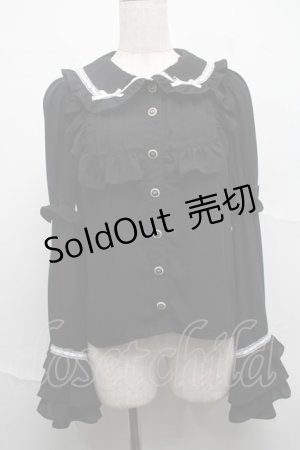 画像: Ank Rouge / ひめ袖はしごリボンブラウス  黒ｘ白 S-25-07-10-032-CA-BL-HR-ZS