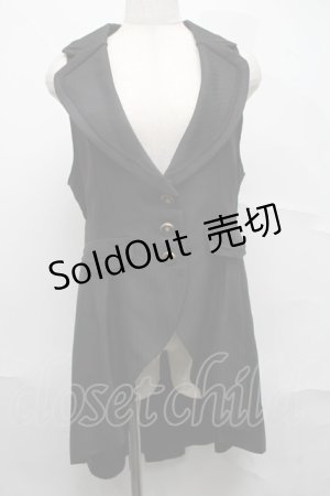 画像: axes femme POETIQUE / フィッシュテールロングベスト  黒 S-25-07-10-034-AX-TO-HR-ZS
