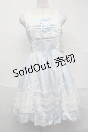 画像: BABY,THE STARS SHINE BRIGHT / レースフリルジャンパースカート  サックス S-25-07-10-041-BA-OP-HR-ZS