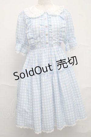 画像: axes femme kawaii / ギンガムチェック柄ワンピース  サックスｘ白 S-25-07-10-043-AX-OP-HR-ZS