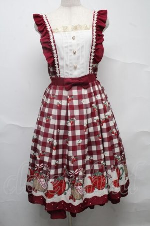 画像: axes femme kawaii / ベリーズピクニックジャンパースカート  ワイン S-25-07-10-052-AX-OP-HR-ZS