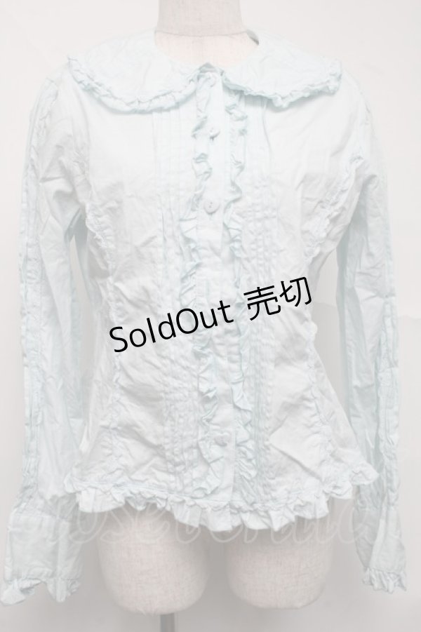画像1: metamorphose / フリルカラーブラウス  サックス S-25-07-10-028-ME-BL-HR-ZS (1)