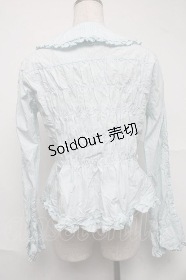 画像2: metamorphose / フリルカラーブラウス  サックス S-25-07-10-028-ME-BL-HR-ZS (2)
