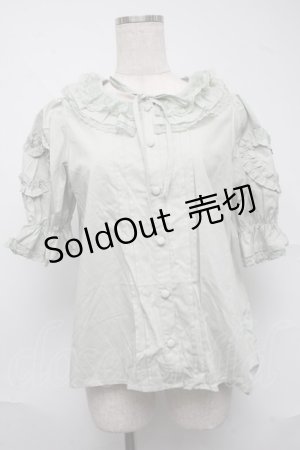 画像: Chalmiere / ハートフリルパフ袖ブラウス  グリーン S-25-07-10-029-AX-BL-HR-ZS