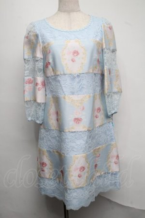 画像: JESUS DIAMANTE / バロックガールワンピース 42 新オーナメント柄サックス S-25-07-13-052-JE-OP-SZ-ZS