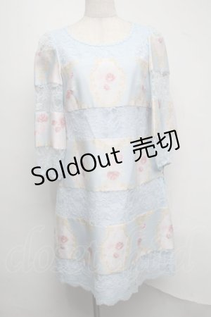 画像: JESUS DIAMANTE / バロックガールワンピース 42 新オーナメント柄サックス S-25-07-13-052-JE-OP-SZ-ZT490