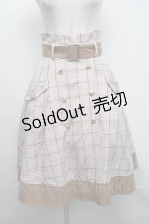 画像: Amavel / チェックスカート  ベージュ S-25-07-13-061-CA-SK-AS-ZS