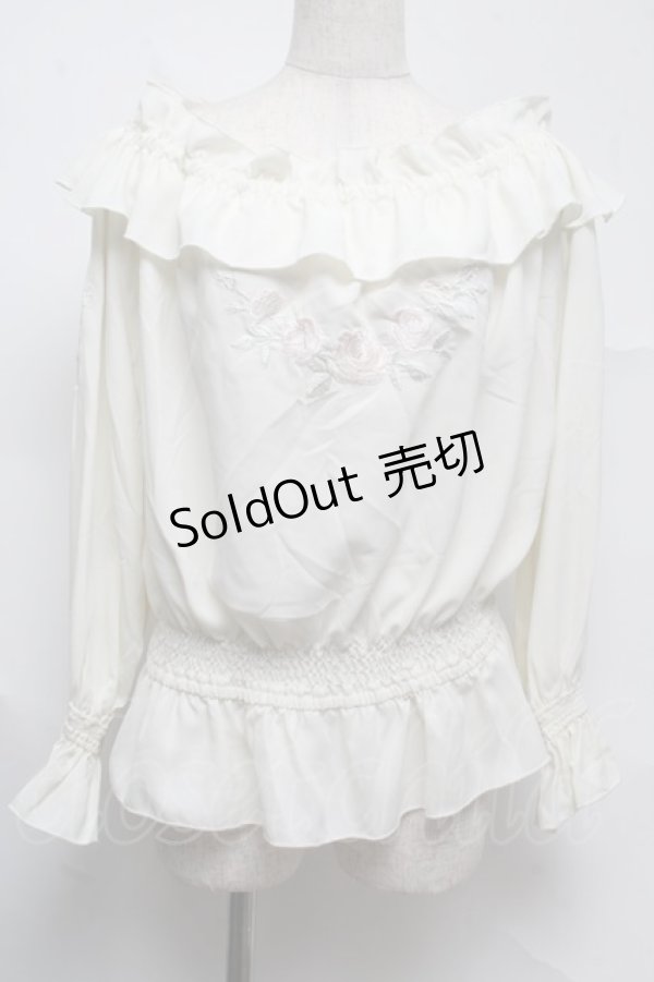 画像1: LIZ LISA / バラ刺繍オフショルトップス 0 アイボリー S-25-07-13-015-LO-TO-SZ-ZS (1)