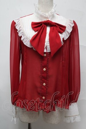画像: Angelic Pretty / シフォン切替ピンタックブラウス  赤 S-25-07-13-023-AP-BL-HR-ZS