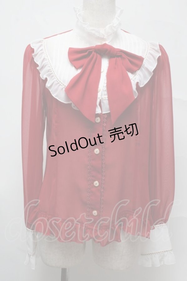 画像1: Angelic Pretty / シフォン切替ピンタックブラウス  赤 S-25-07-13-023-AP-BL-HR-ZT051 (1)
