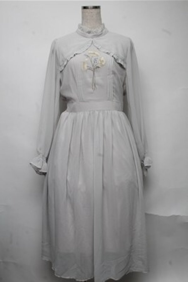 画像1: Fi.n.t / ポピーブーケ刺繍シアーワンピース【洗える】  ライトグレー S-25-07-14-045-CA-OP-HR-ZT472 (1)