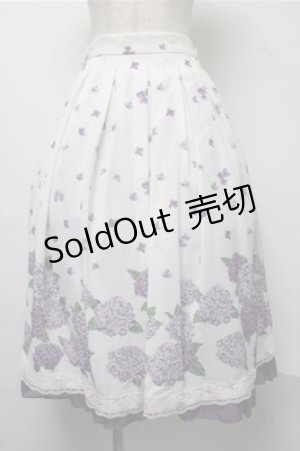 画像: axes femme / 紫陽花パネル柄スカート  白 S-25-07-14-060-AX-SK-HR-ZS
