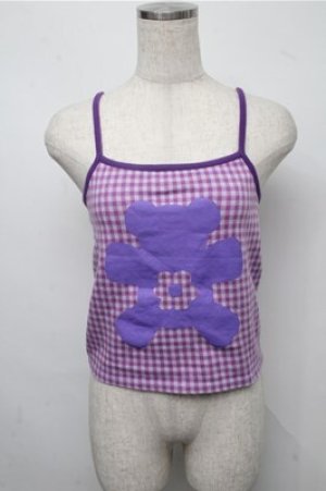 画像: Candy Stripper / FLOWER BEAR GINGHAM CAMISOLE  紫 S-25-07-14-021-PU-TO-AS-ZS