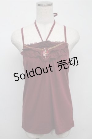 画像: axes femme / ホルター付きガーデンキャミ  ワイン S-25-07-14-022-AX-TO-HR-ZS