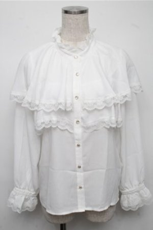 画像: axes femme POETIQUE / ケープデザインフリルブラウス  白 S-25-07-14-027-AX-BL-HR-ZS