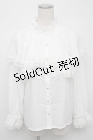 画像: axes femme POETIQUE / ケープデザインフリルブラウス  白 S-25-07-14-027-AX-BL-HR-ZS