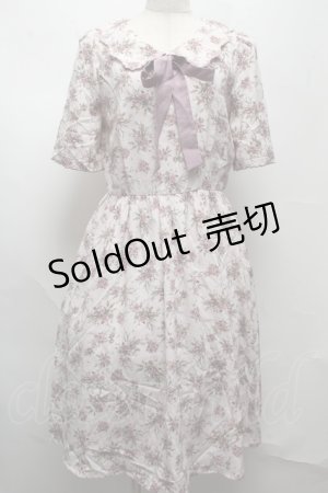 画像: axes femme / ローズ柄襟付きワンピース  ピンク S-25-07-16-019-AX-OP-HR-ZS