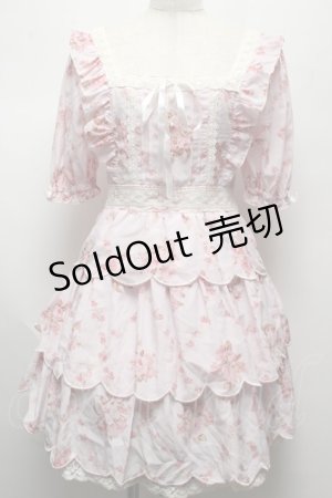 画像: LIZ LISA / ローズスカラップ半袖ワンピース  ピンク S-25-07-16-021-LO-OP-HR-ZS