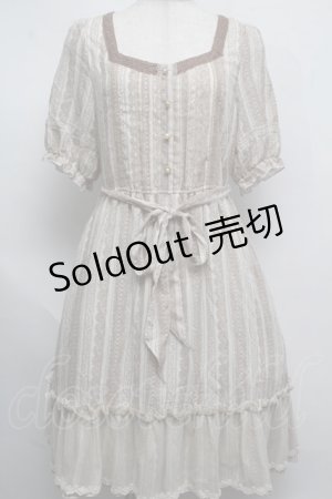 画像: axes femme / レースストライプ柄ワンピース  ベージュ S-25-07-16-025-AX-TO-HR-ZS