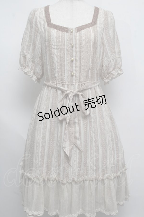 画像1: axes femme / レースストライプ柄ワンピース  ベージュ S-25-07-16-025-AX-TO-HR-ZS (1)