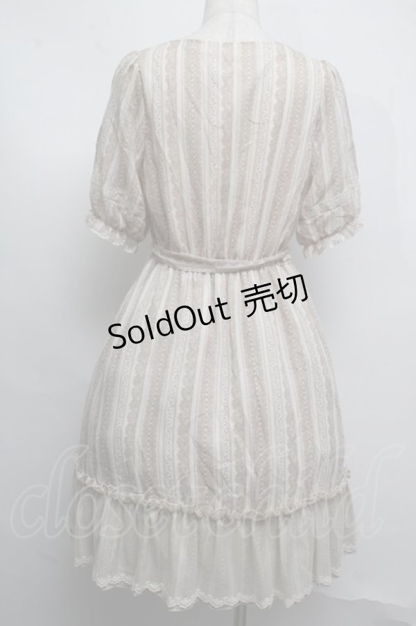 画像2: axes femme / レースストライプ柄ワンピース  ベージュ S-25-07-16-025-AX-TO-HR-ZS (2)