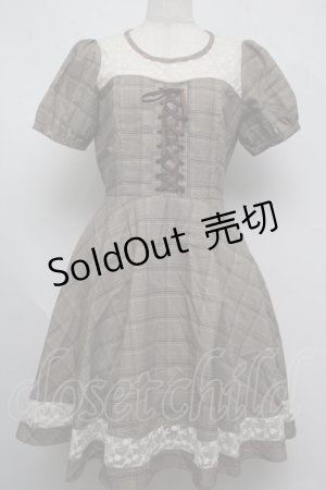 画像: axes femme / グレンチェックビスチェワンピース  ブラウン S-25-07-16-027-AX-OP-HR-ZS