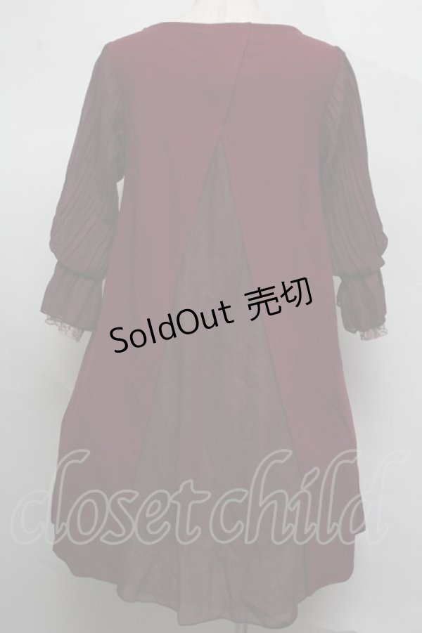 画像2: axes femme / バックシャンチュニック  ワイン S-25-07-16-030-AX-BL-HR-ZI (2)