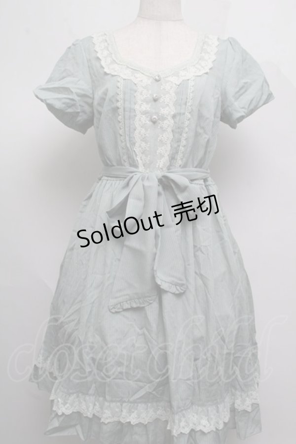 画像1: axes femme / シャドーストライプワンピース  グリーン S-25-07-16-035-AX-TO-HR-ZS (1)