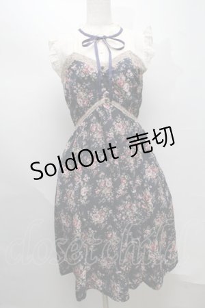 画像: axes femme / ばら柄ノースリワンピース  紺 S-25-07-16-042-AX-OP-HR-ZI