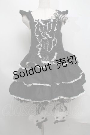 画像: MAM / ハニーホイップキャンディーフードサロペット  黒ｘ白 S-25-07-16-048-LO-SK-AS-ZS