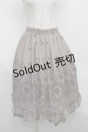 画像: axes femme / パネルフロッキーミディスカート  ブラウン S-25-07-17-064-AX-SK-HR-ZS