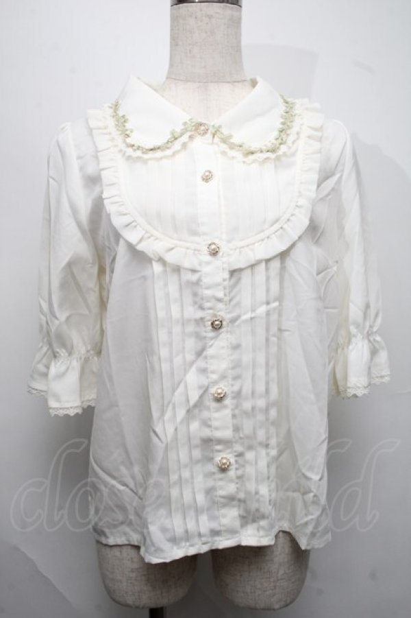 画像1: axes femme POETIQUE / 薔薇モチーフ付ブラウス  オフ S-25-07-17-006-AX-BL-HR-ZS (1)