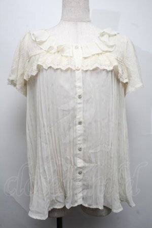 画像: axes femme / レース切替透かしブラウス  キナリ S-25-07-17-007-AX-BL-HR-ZS