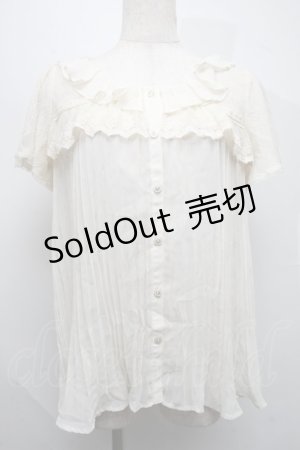 画像: axes femme / レース切替透かしブラウス  キナリ S-25-07-17-007-AX-BL-HR-ZI