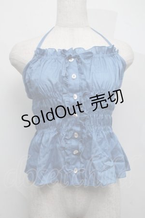 画像: Jane Marple Dans Le Salon / シャーリングトップス  ブルー S-25-07-17-030-JM-TO-AS-ZT483