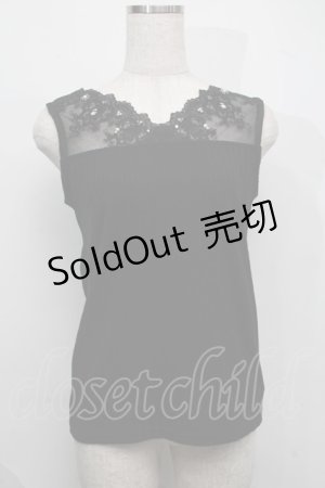 画像: axes femme / 繊細レースタンク  黒 S-25-07-17-032-AX-TO-HR-ZS