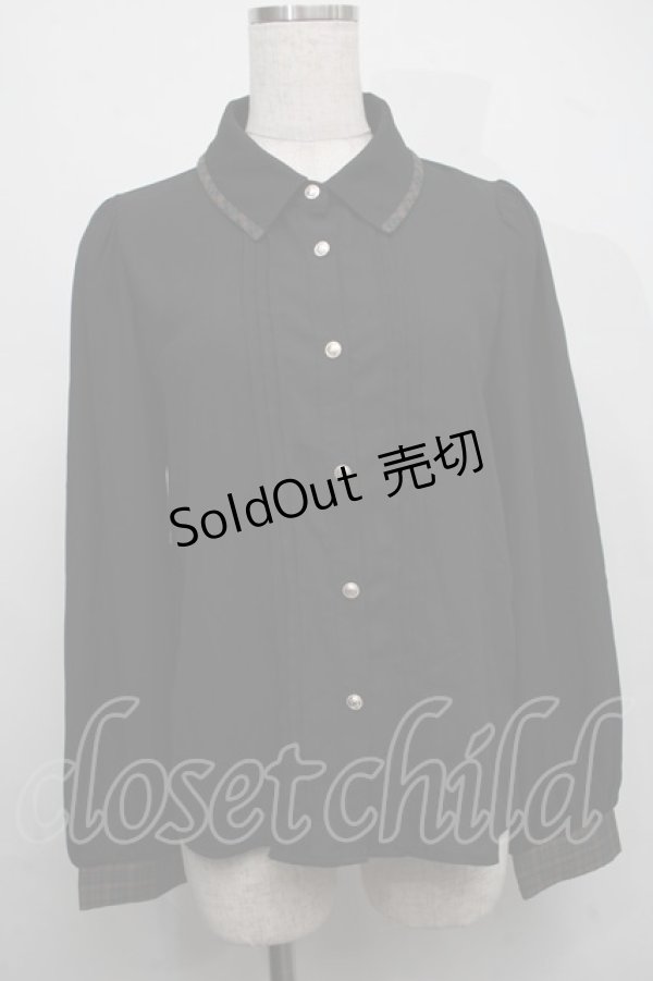 画像1: axes femme POETIQUE / 刺繍リボンタイ付ブラウス  黒 S-25-07-17-033-AX-BL-HR-ZS (1)