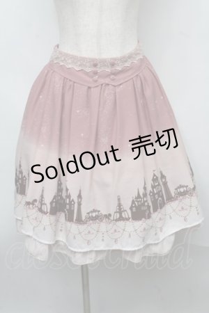 画像: axes femme / グラデーションお城柄スカート  ピンク S-25-07-18-058-AX-SK-AS-ZS